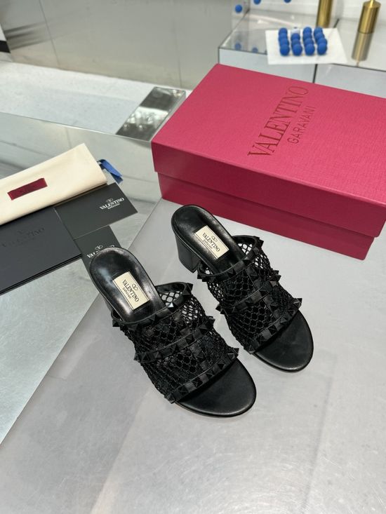 Valentino Studded Mesh Sheepskin High-heel Pumps