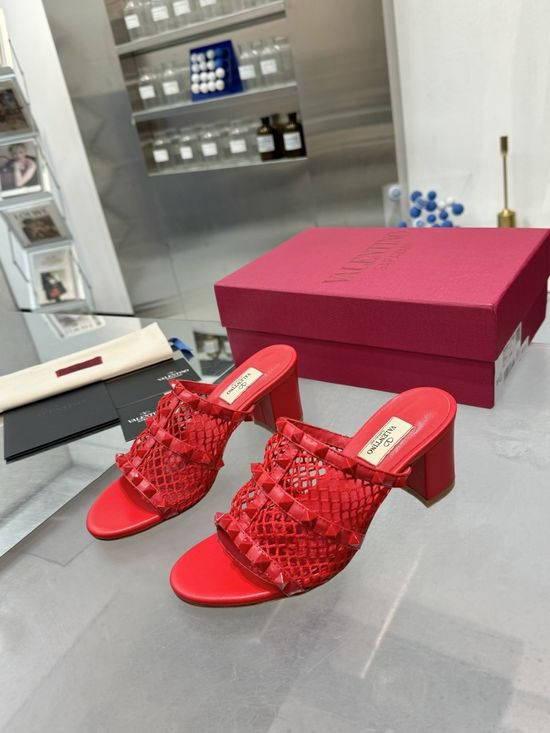 Valentino Studded Mesh Sheepskin High-heel Pumps