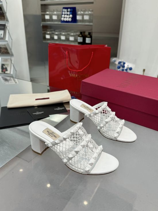 Valentino Studded Mesh Sheepskin High-heel Pumps