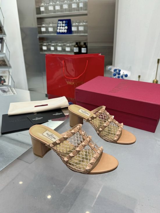 Valentino Studded Mesh Sheepskin High-heel Pumps