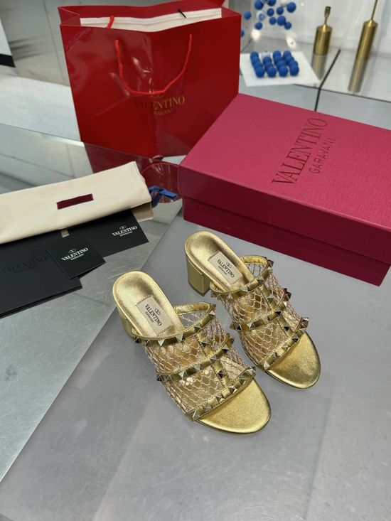 Valentino Studded Mesh Sheepskin High-heel Pumps