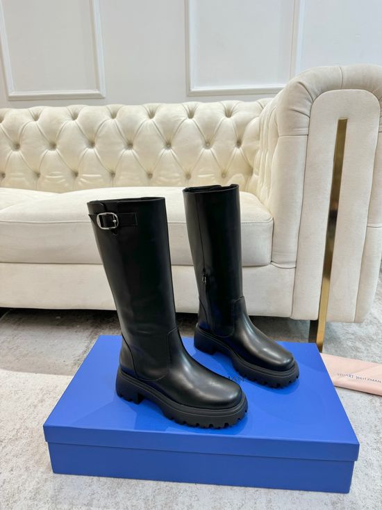 Stuart Weitzman Premium Leather Suede Riding Boots With Foam Sole