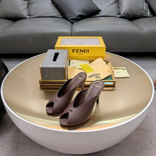 Fendi Elegant Peep Toe Heels With Retro Ring Decor