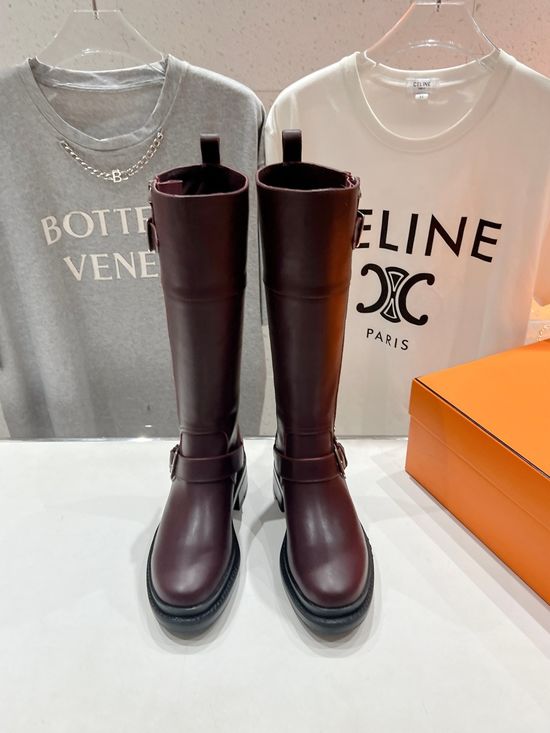 Hermes Side Zipper Over-knee Boots with Exquisite Design