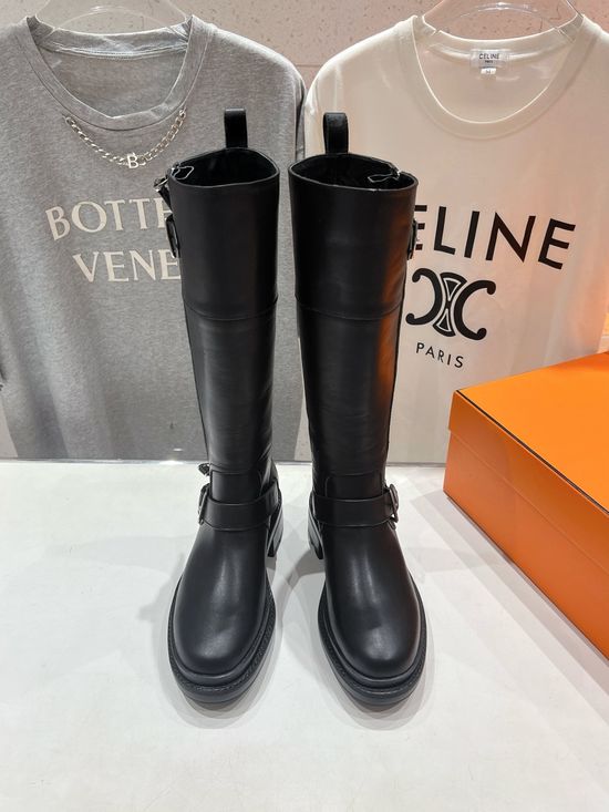 Hermes Side Zipper Over-knee Boots with Exquisite Design