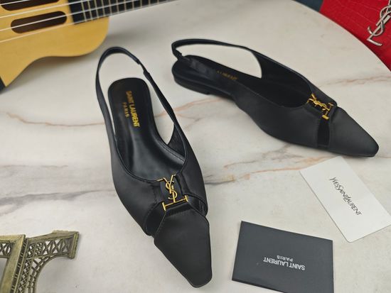 Yves Saint Laurent Flat Black Leather Sole Casual Daily Sandals