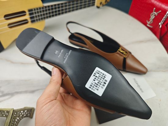 Yves Saint Laurent Flat Black Leather Sole Casual Daily Sandals