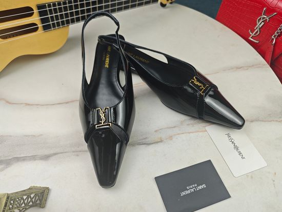 Yves Saint Laurent Flat Black Leather Sole Casual Daily Sandals