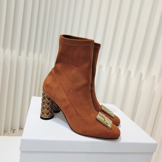 Christian Dior CD Stretchy Ankle Boots with Metal Decor and Heel