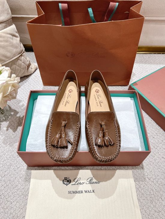 Loro Piana Premium Stitched Loafers Soft Sole Comfortable Handmade Full Packaging