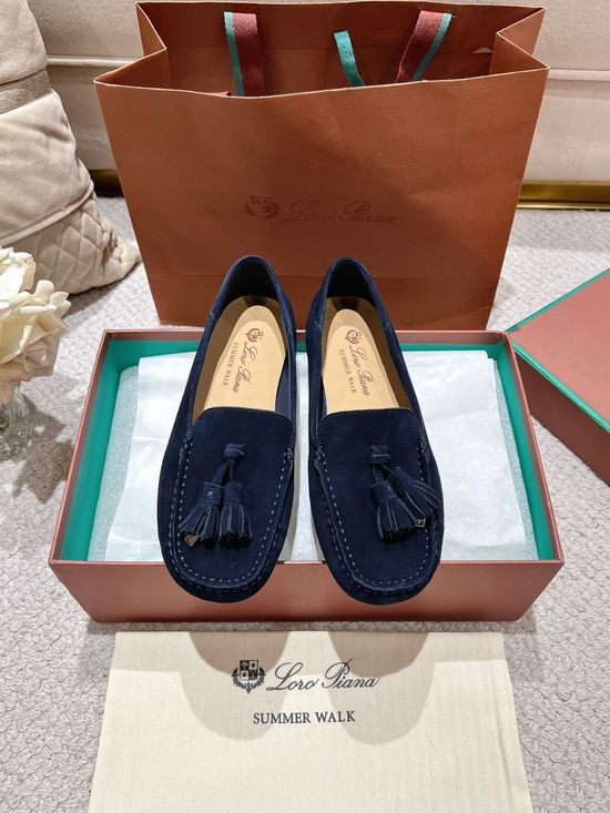 Loro Piana Premium Stitched Loafers Soft Sole Comfortable Handmade Full Packaging