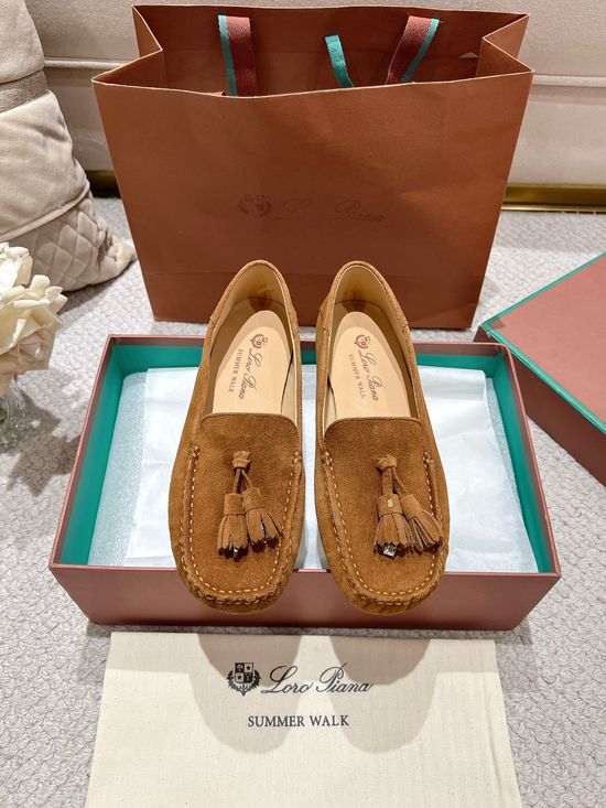 Loro Piana Premium Stitched Loafers Soft Sole Comfortable Handmade Full Packaging