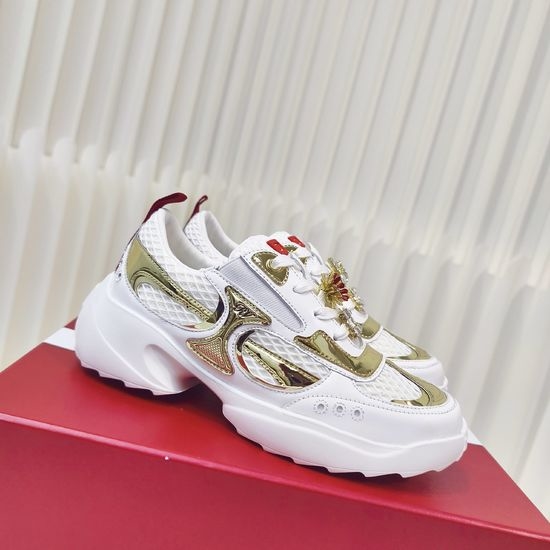 Roger Viver RV Embellished Leather Mesh Platform Casual Sneakers