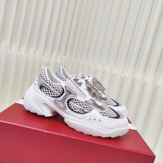 Roger Viver RV Embellished Leather Mesh Platform Casual Sneakers