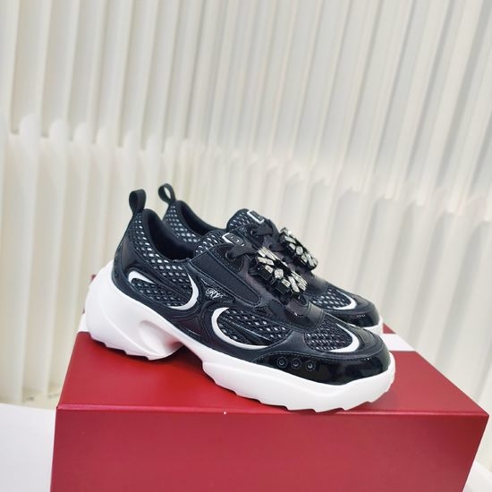 Roger Viver RV Embellished Leather Mesh Platform Casual Sneakers