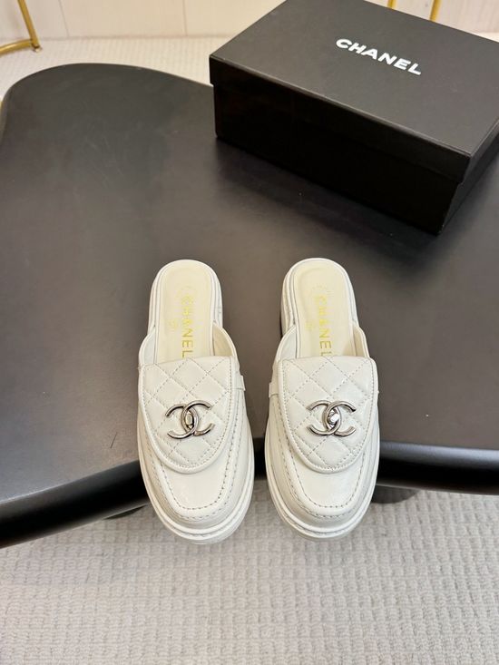 Chanel Classic Buckle Decorated Peep Toe Leather Heels