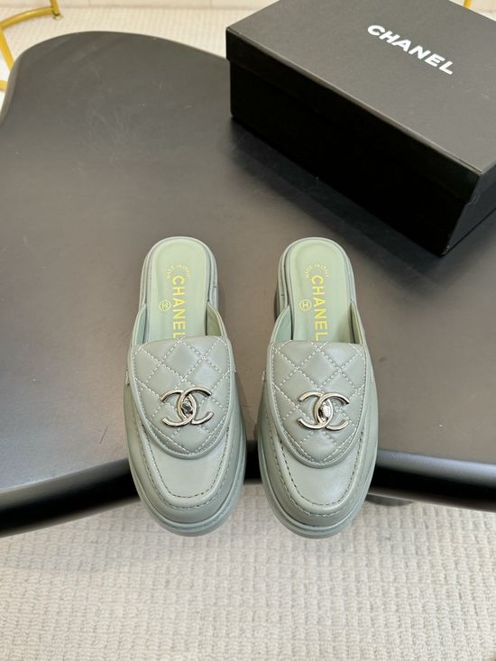Chanel Classic Buckle Decorated Peep Toe Leather Heels