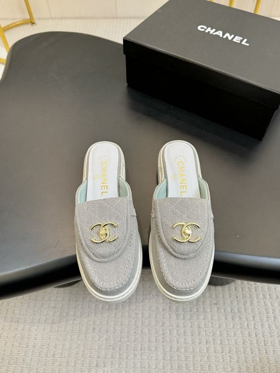 Chanel Classic Buckle Decorated Peep Toe Leather Heels