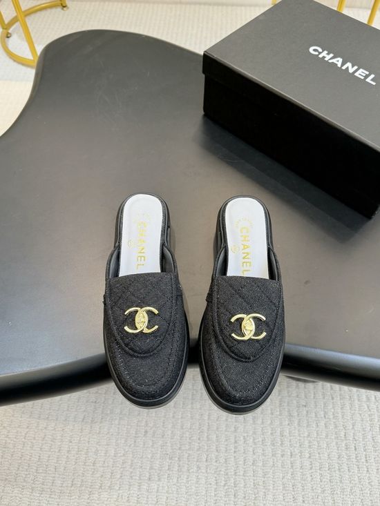 Chanel Classic Buckle Decorated Peep Toe Leather Heels