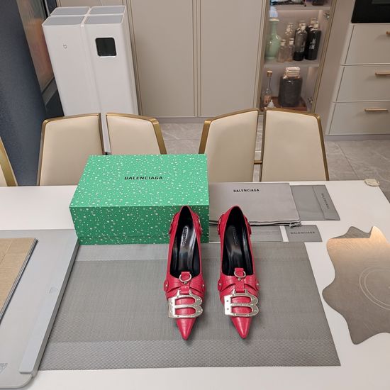 Balenciaga Crocodile Embossed Cowhide Rivet Pointed Toe Stiletto Single Shoes