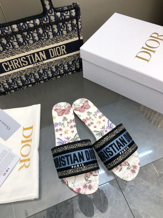 Christian Dior Custom Embroidered Slip-On Flat Sandals
