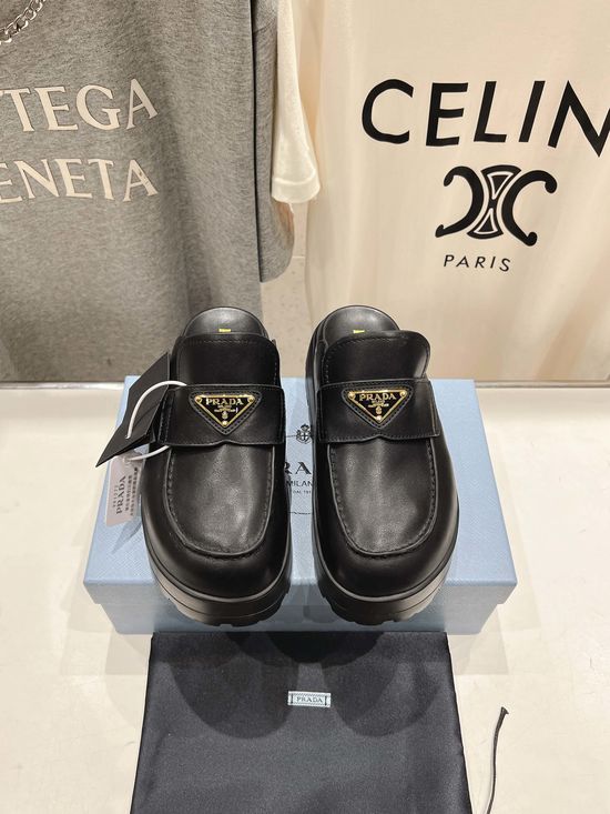 Prada Soft Suede Platform Slip-on Mule Slippers