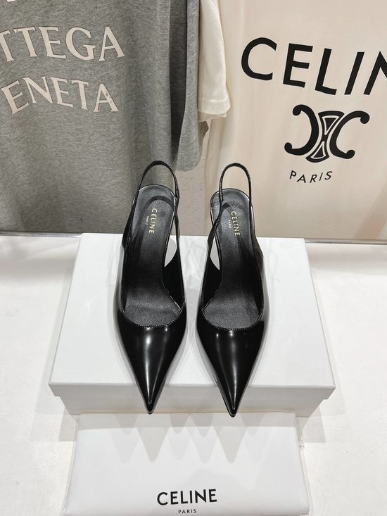 Celine Pointed Toe Heeled Sandals Vintage Leather Upper Comfortable