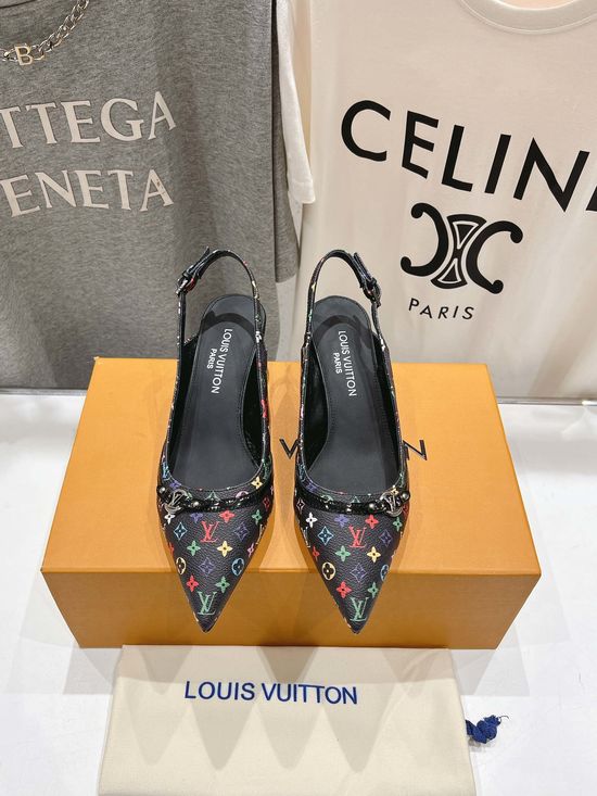 Louis Vuitton Elegant Printed Leather Mary Jane Flats Comfortable Sole