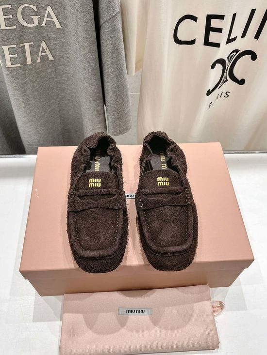 Miu Miu Suede Slip On Comfortable Casual Ballet Flats