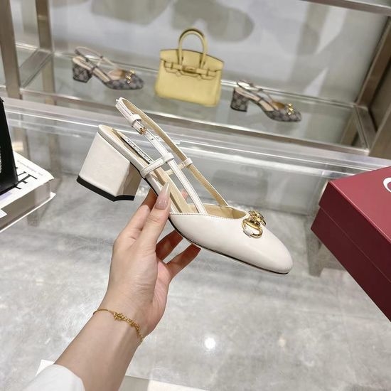 Gucci Mid Heel Sheepskin Slides With Metal Decor Elegant Style