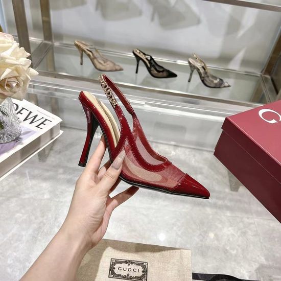 Gucci Classic Mesh Patent Leather High Heel Dress Shoes