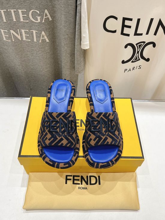 Fendi Low Heel Casual Slides with Metal Decor