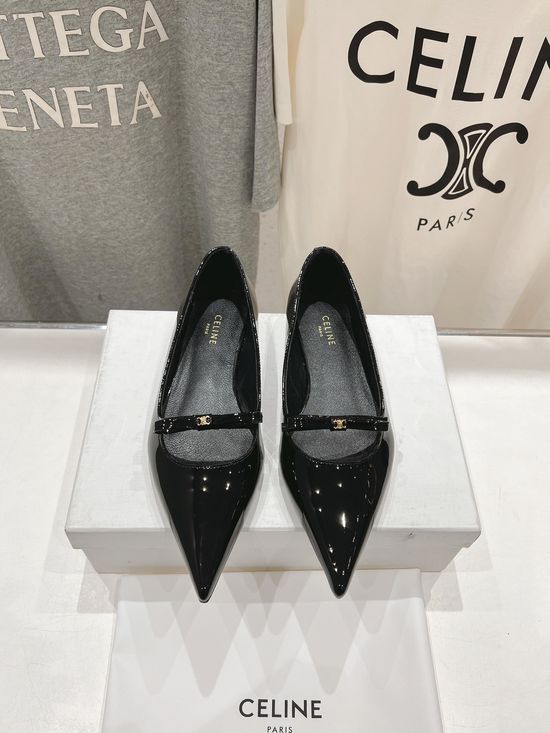 Celine Pointed Toe Flat Shoes Genuine Leather Comfortable Footwear