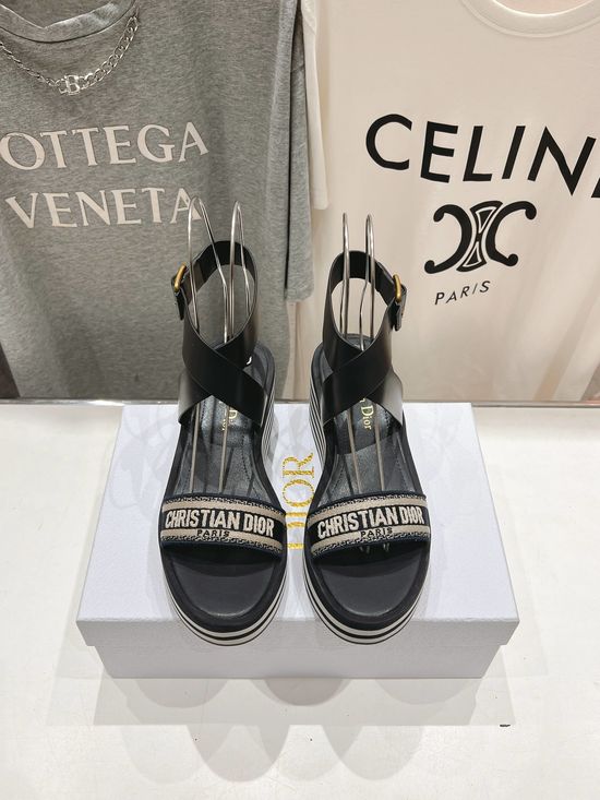 Christian Dior Elegant Wedge Sandals Premium Upper Material