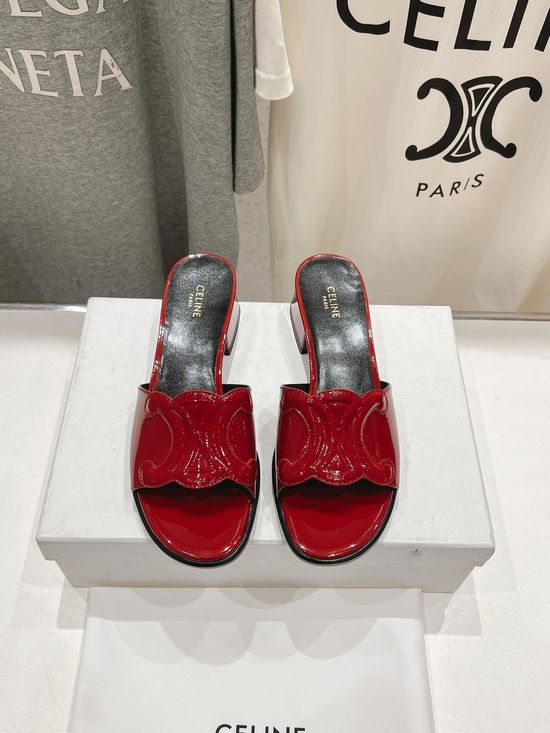 Celine Vintage Style Block Heel Slip On Sandals