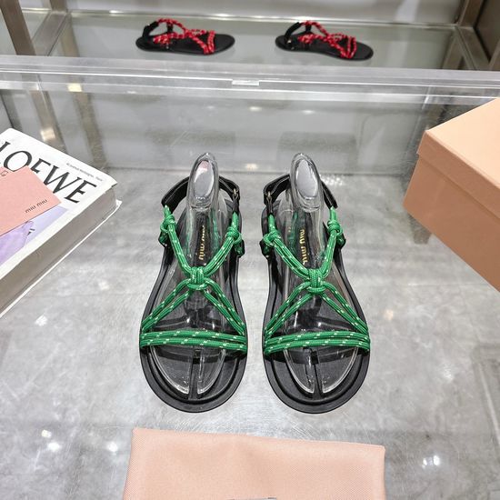 Miu Miu Braided Detail Leather Sandals Soft Sheepskin Lining