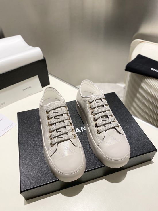 Chanel 3D Printed Leather Casual White Sneakers