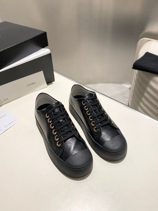 Chanel 3D Printed Leather Casual White Sneakers