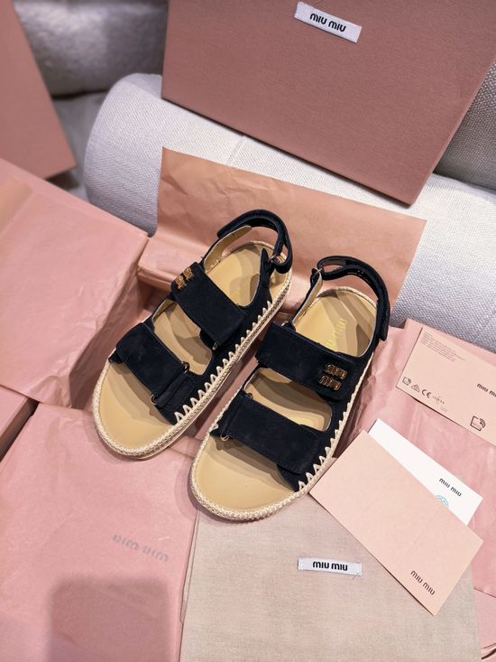 Miu Miu Suede Sandals with Star Sole Durable Daily Wear Footwear