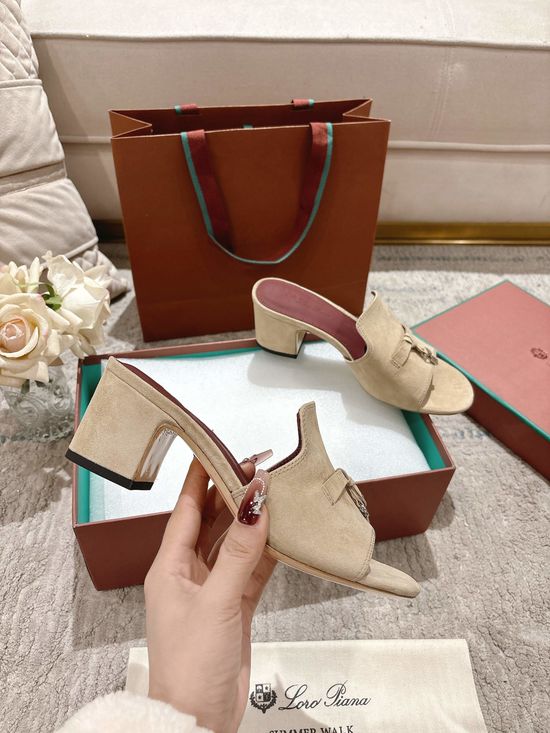 Loro Piana Knit Upper Slippers with Sheepskin Lining and Leather Sole