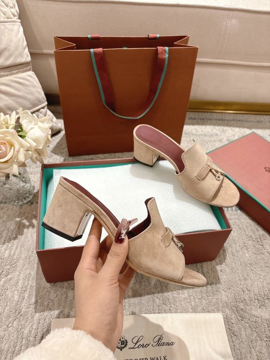 Loro Piana Knit Upper Slippers with Sheepskin Lining and Leather Sole