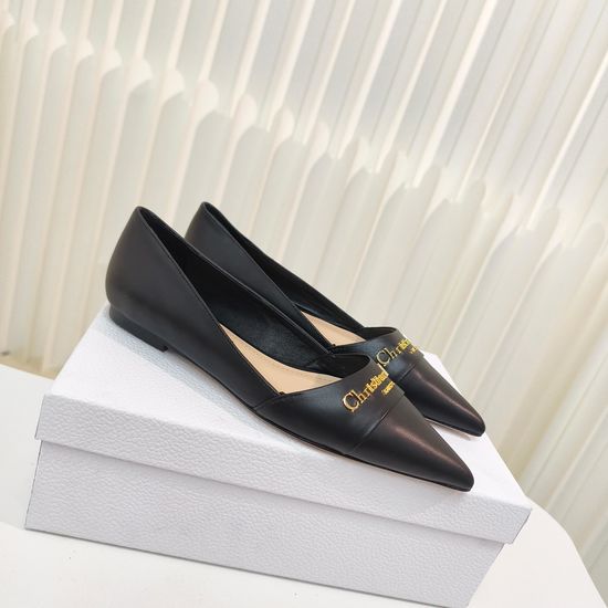 Christian Dior Pointed Toe Patent Leather Flat Slip On Shoes