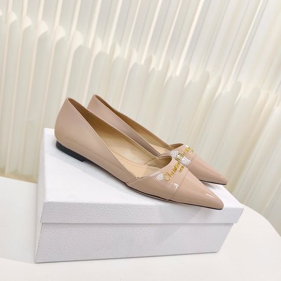 Christian Dior Pointed Toe Patent Leather Flat Slip On Shoes