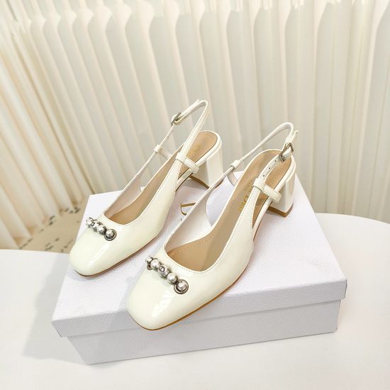 Christian Dior Elegant Pearl Decor Buckle Block Heel Ballet Flats