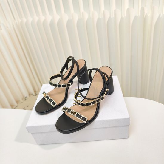 Christian Dior Rhinestone Cross Strap High Heel Open Toe Sandals
