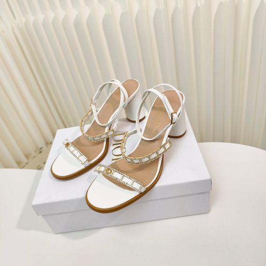 Christian Dior Rhinestone Cross Strap High Heel Open Toe Sandals