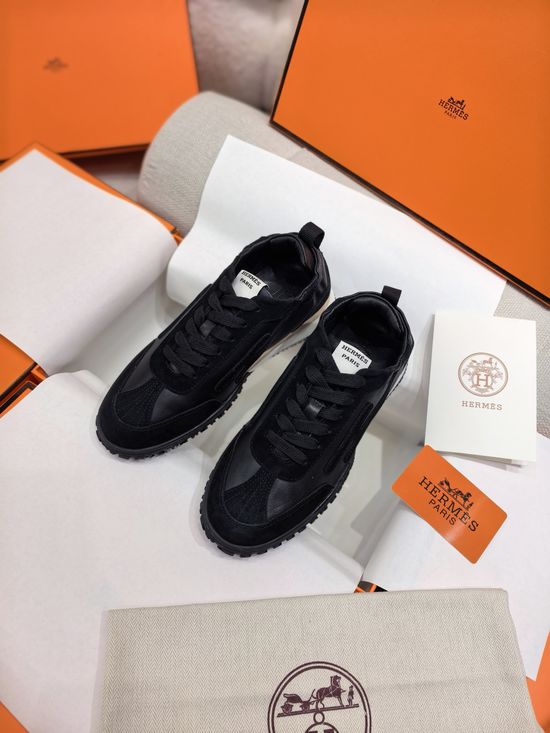Hermes Woven Fabric Casual Low Top Sneakers