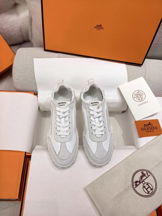 Hermes Woven Fabric Casual Low Top Sneakers