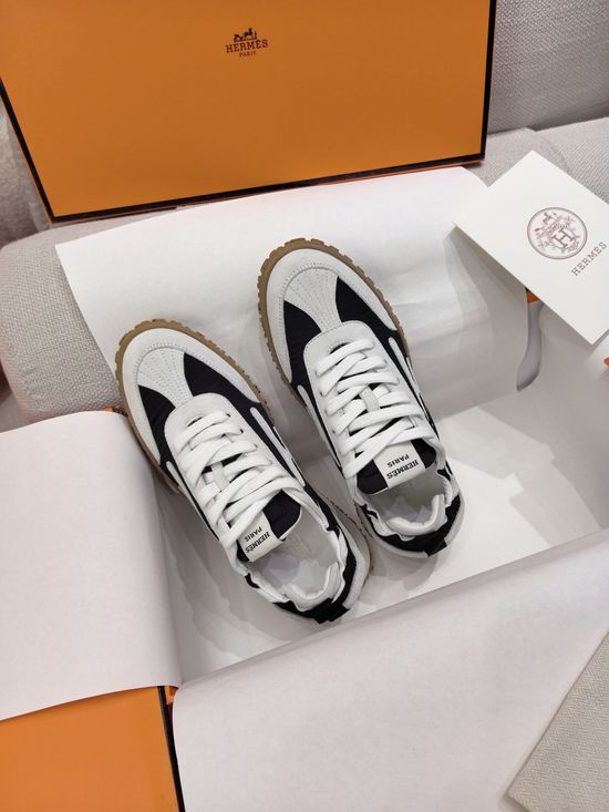 Hermes Woven Fabric Casual Low Top Sneakers