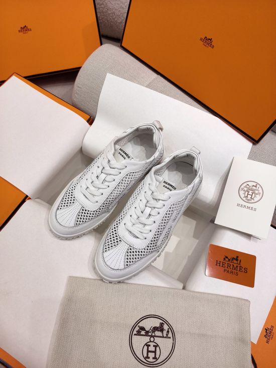 Hermes Woven Fabric Casual Low Top Sneakers